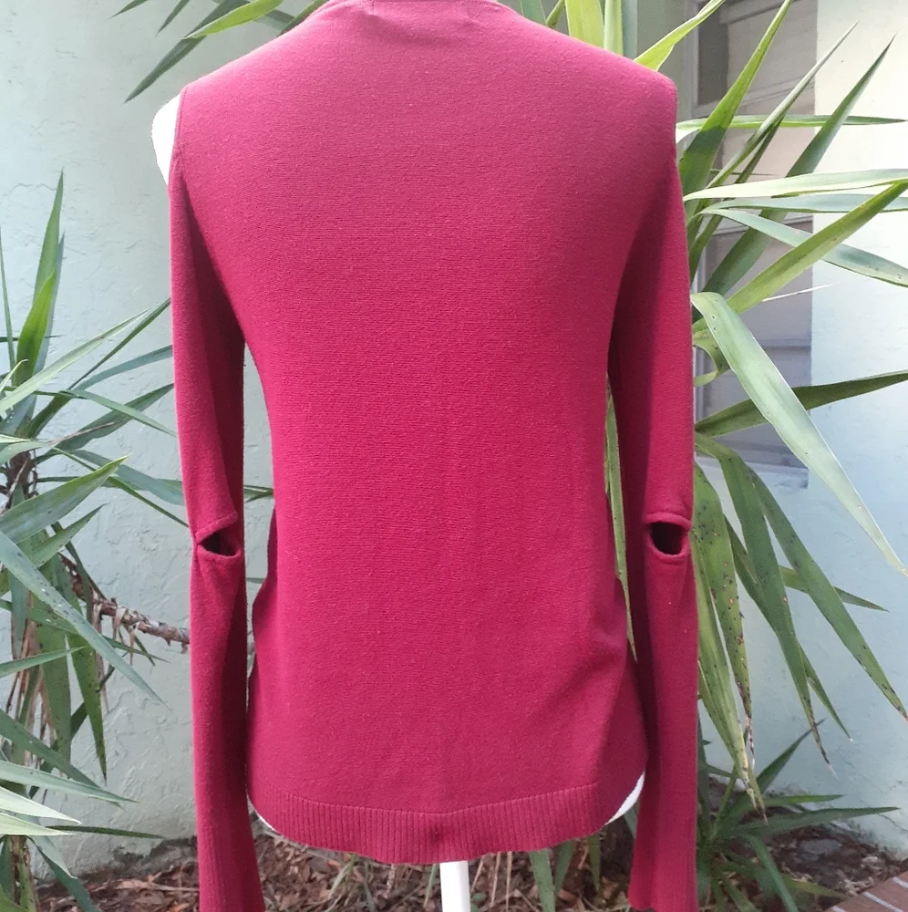 Red Cold Shoulder Sweater